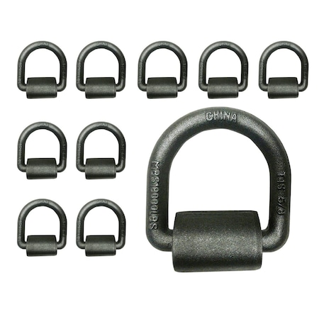 Tie 4 Safe 5/8" Weld On Lashing D-Ring w/ Cap, WLL, 6,000 lbs., PK10 FH22-58-10